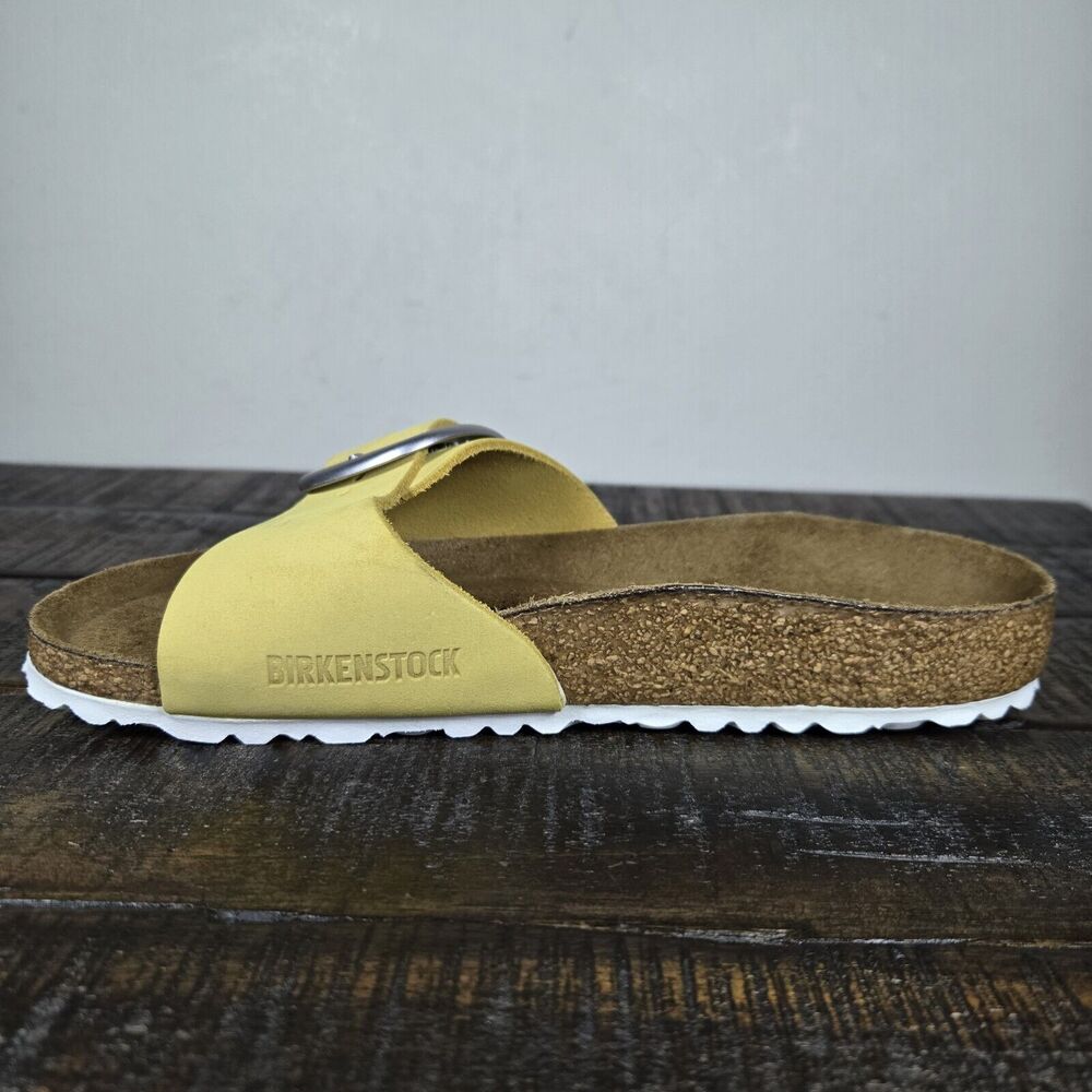 Birkenstock Madrid Big Buckle Womens Size 5 EU 36 Narrow Sandals Yellow Brown - Picture 6 of 11